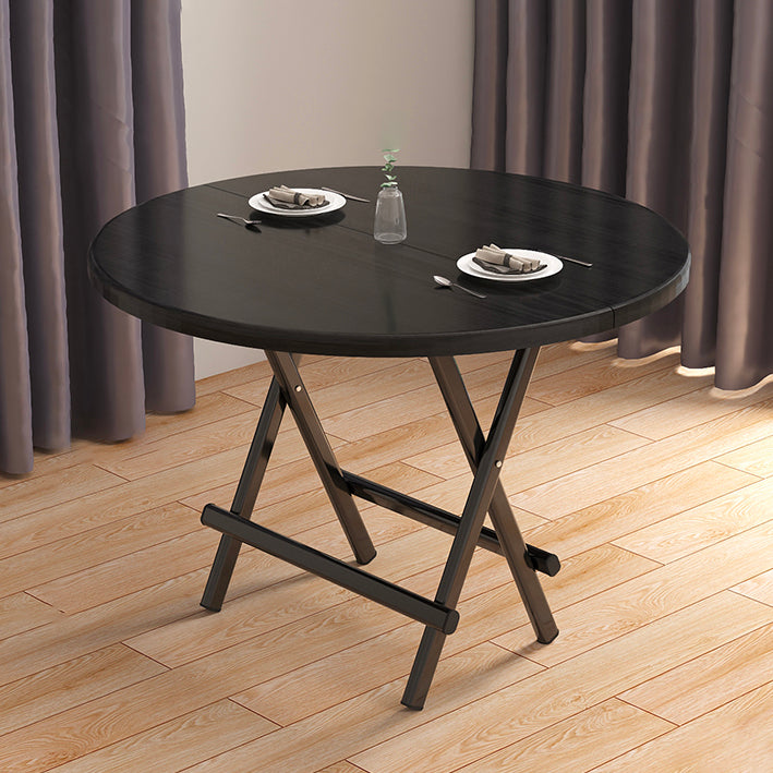 Standard Wooden Top Dining Set with Black Metallic Legs for Dining Furniture