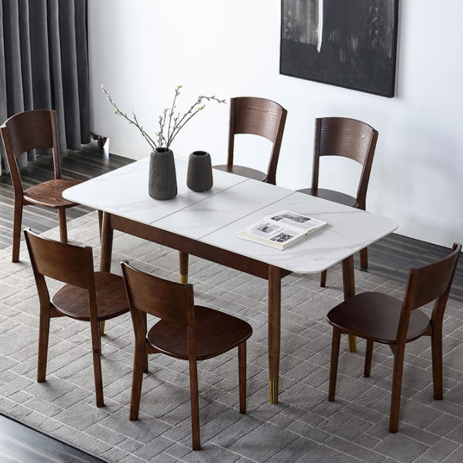 Minimalist Rectangular Dining Table Set Extendable Dining Table Set with Trestle Base