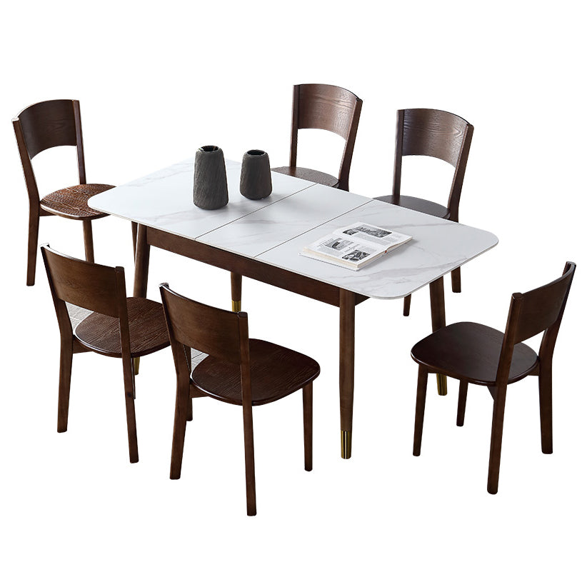 Minimalist Rectangular Dining Table Set Extendable Dining Table Set with Trestle Base