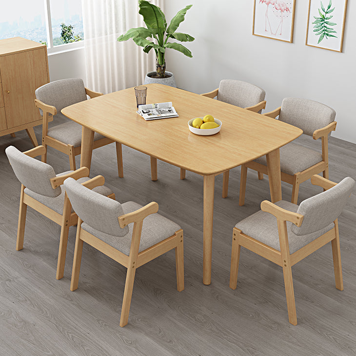 Contemporary Rectangle Shape Solid Wood Dining Set Khaki Standard Dining Set for Kitchen