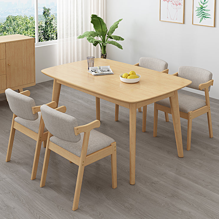 Contemporary Rectangle Shape Solid Wood Dining Set Khaki Standard Dining Set for Kitchen