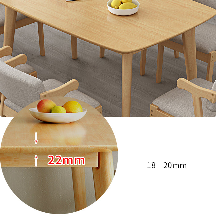 Contemporary Rectangle Shape Solid Wood Dining Set Khaki Standard Dining Set for Kitchen