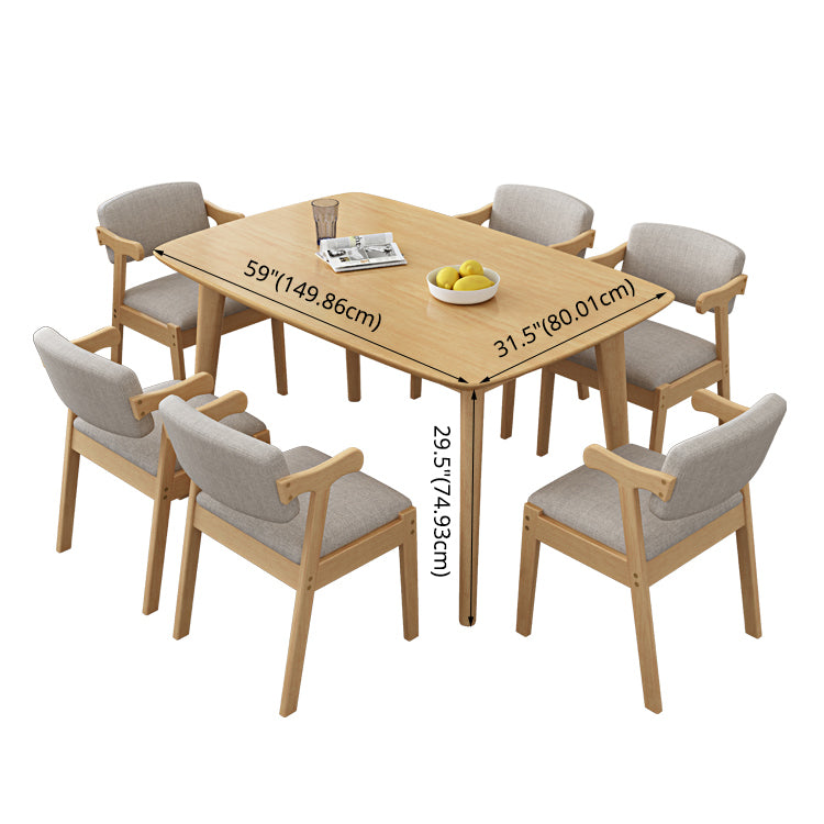 Contemporary Rectangle Shape Solid Wood Dining Set Khaki Standard Dining Set for Kitchen