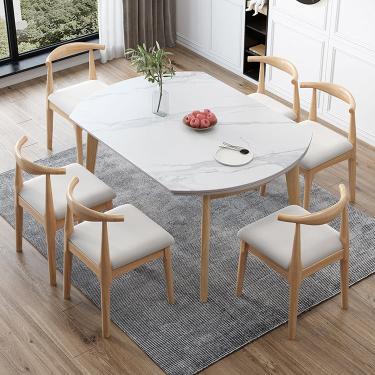 Traditional Sintered Stone Top Dining Set with 4 Brown Solid Wood Legs for Dining Furniture