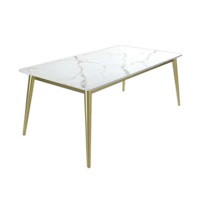 Scandinavian Style Dining Room Set Sintered Stone Top Dinette Set with Metal 4 Legs Base