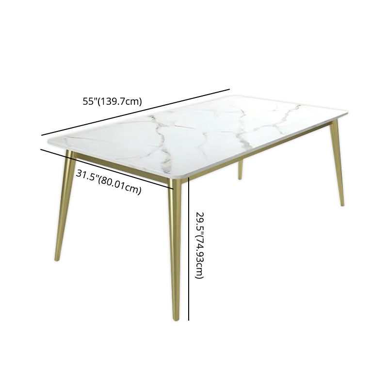 Scandinavian Style Dining Room Set Sintered Stone Top Dinette Set with Metal 4 Legs Base