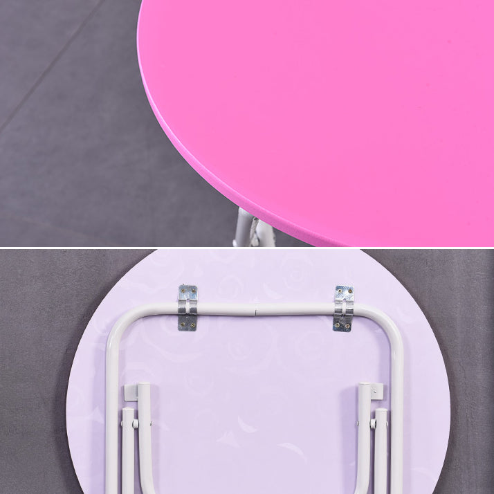 Folding Dining Table Set with Round Top and White Base Table Set for Home Use