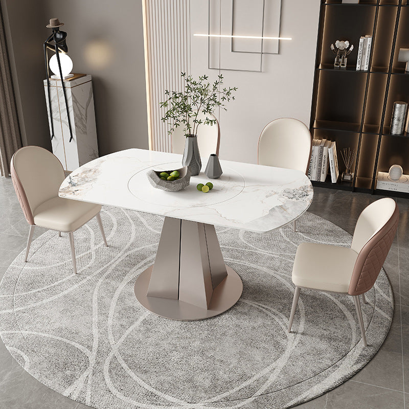 Modern Sintered Stone White Dining Room Set Space-Saving Design Dining Table Furniture