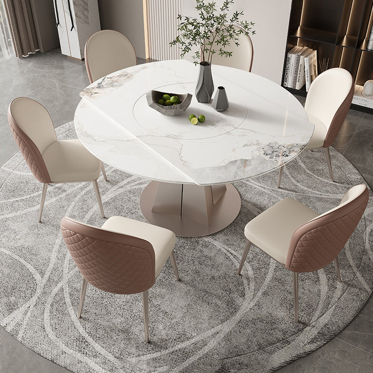 Modern Sintered Stone White Dining Room Set Space-Saving Design Dining Table Furniture