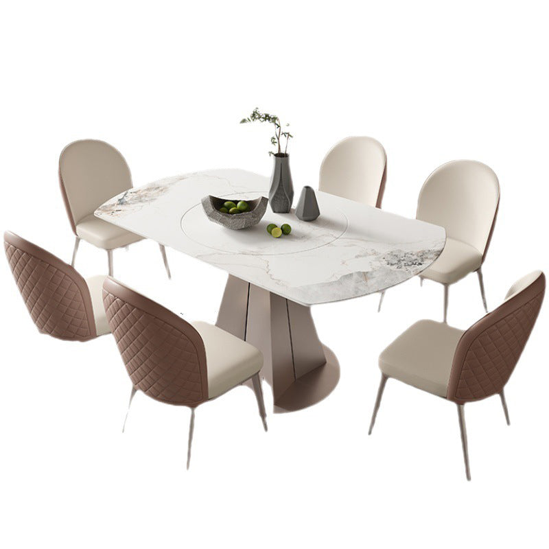 Modern Sintered Stone White Dining Room Set Space-Saving Design Dining Table Furniture
