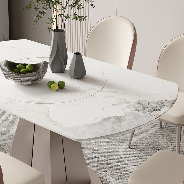 Modern Sintered Stone White Dining Room Set Space-Saving Design Dining Table Furniture