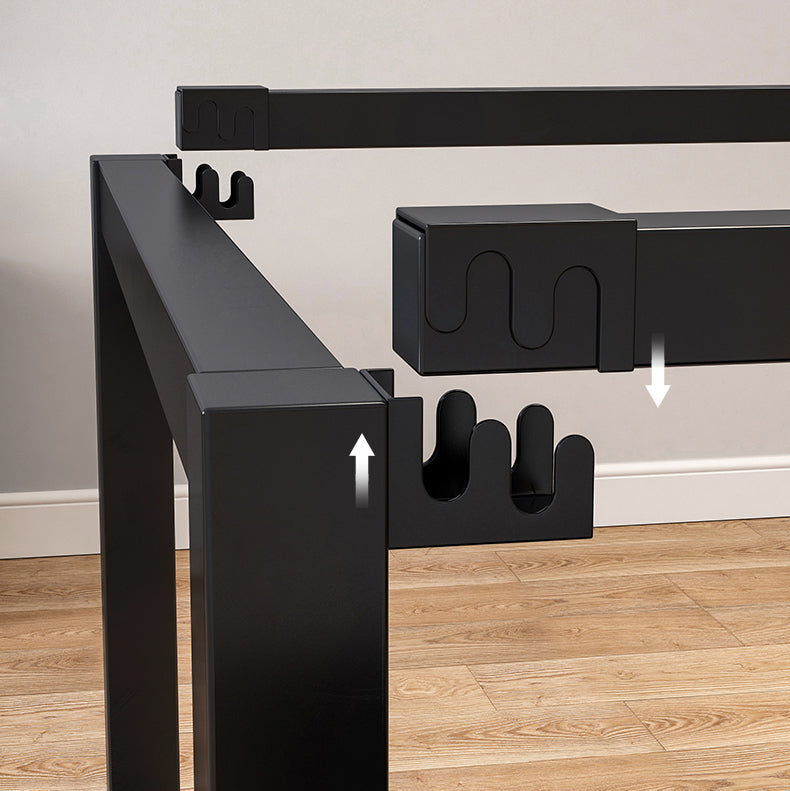 Contemporary Style Rectangular MDF Dining Set Dining Table with Metal Trestle Base