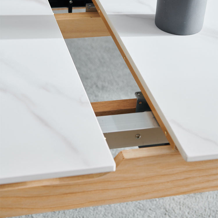 Standard Sintered Stone Top Dining Set with Light Brown Solid Wood Legs for Dining Furniture