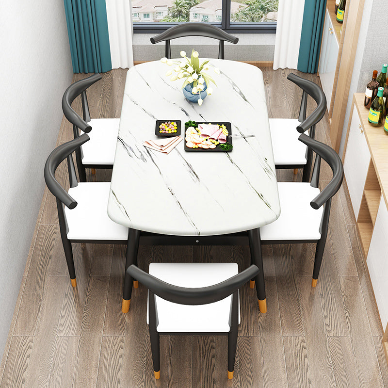 Standard Wood Top Dining Room Set with 4 Black Wood Legs Base for Dining Furniture