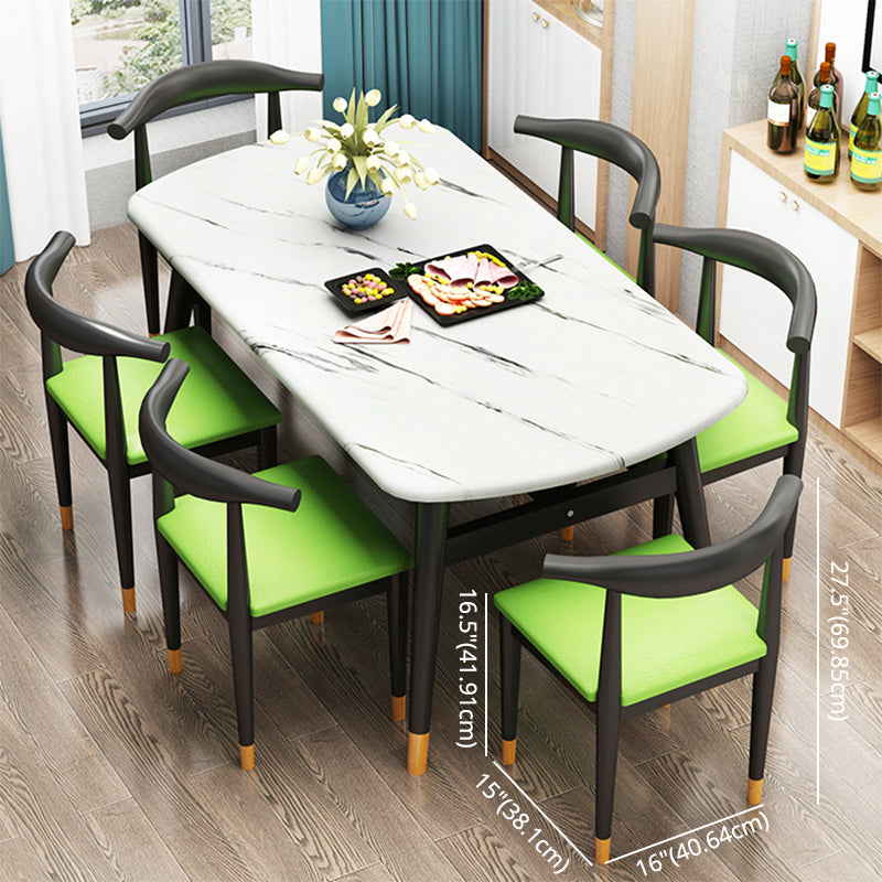 Standard Wood Top Dining Room Set with 4 Black Wood Legs Base for Dining Furniture
