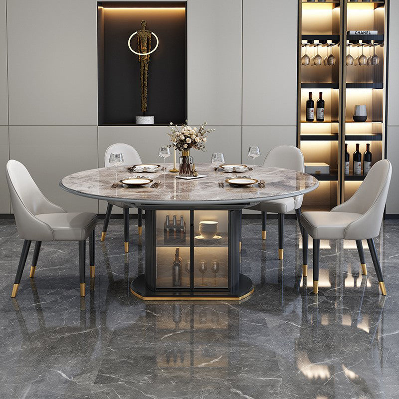 Glam Style Round Sintered Stone Dining Room Set Space-Saving Design Dining Table Furniture