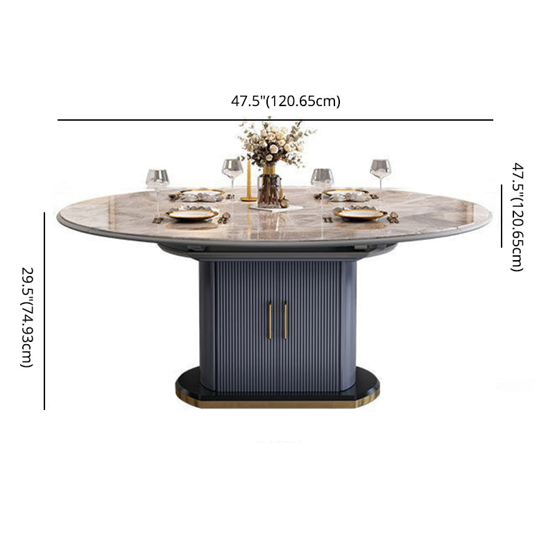 Glam Style Round Sintered Stone Dining Room Set Space-Saving Design Dining Table Furniture