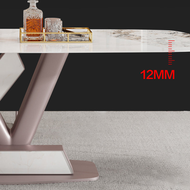 Dining Room Set Modern Sintered Stone Table with Pedestal Base Rectangle Dining Set for Restaurant