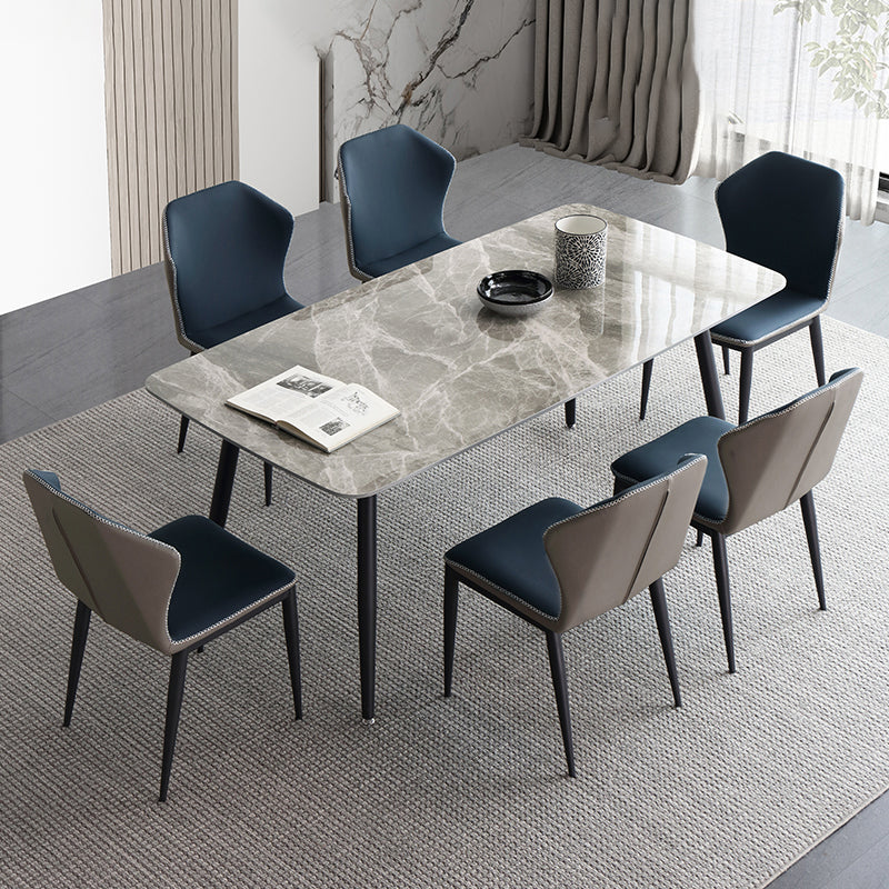 Minimalist Style Dining Table Set with Rectangle Shape Table and Upholstered Chairs