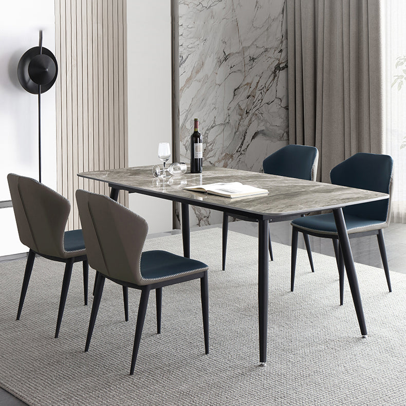 Minimalist Style Dining Table Set with Rectangle Shape Table and Upholstered Chairs
