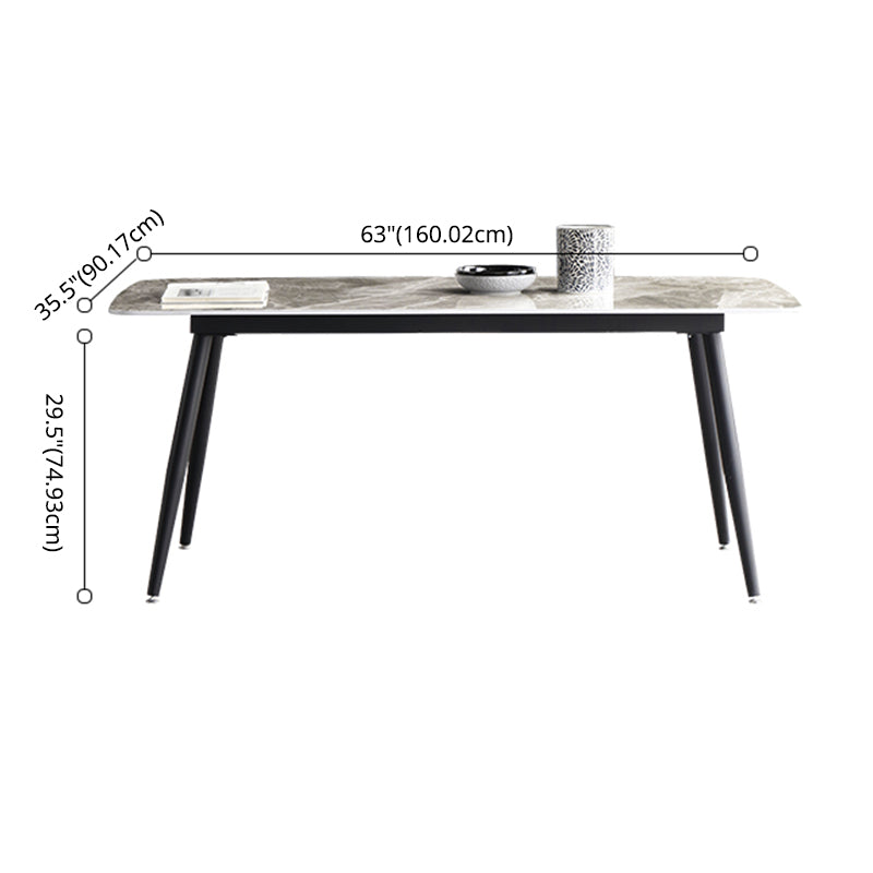 Minimalist Style Dining Table Set with Rectangle Shape Table and Upholstered Chairs