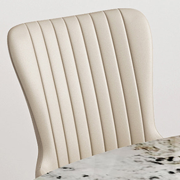 Modern Rectangle Shape Kitchen Dining Set Extendable Sintered Stone Top Dining Set with Trestle Base