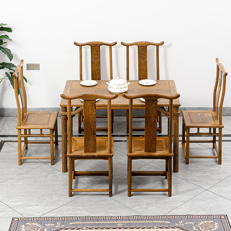Traditional Style Solid Wood Dining Set with Rectangle Shape Table and 4 Legs Base
