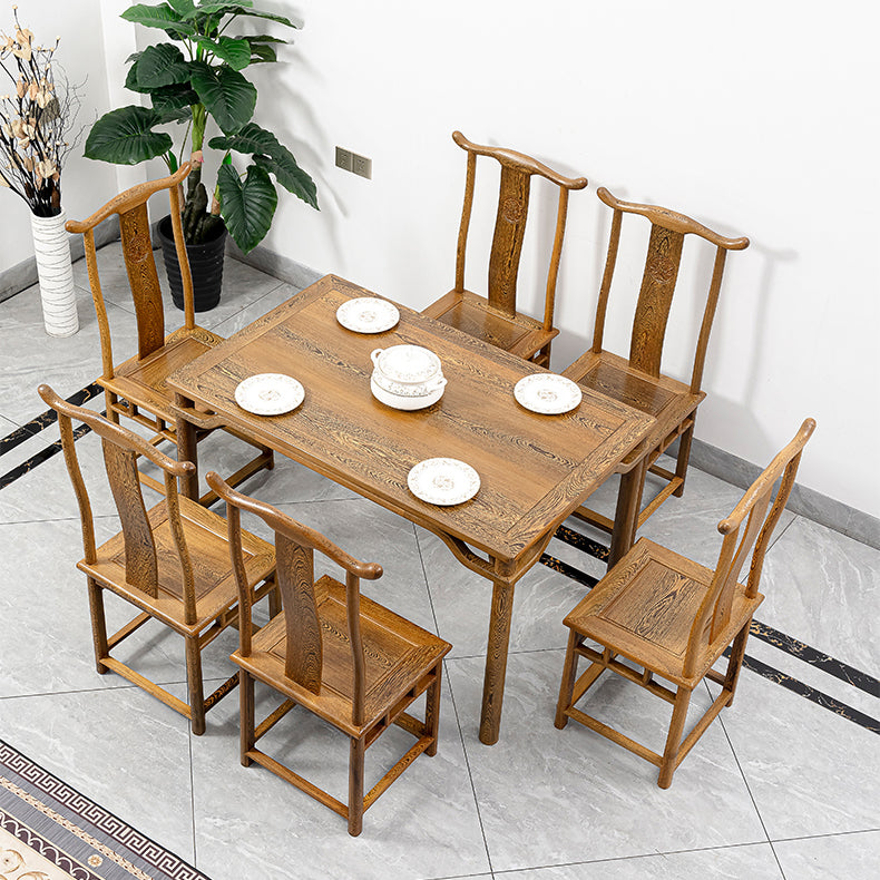 Traditional Style Solid Wood Dining Set with Rectangle Shape Table and 4 Legs Base