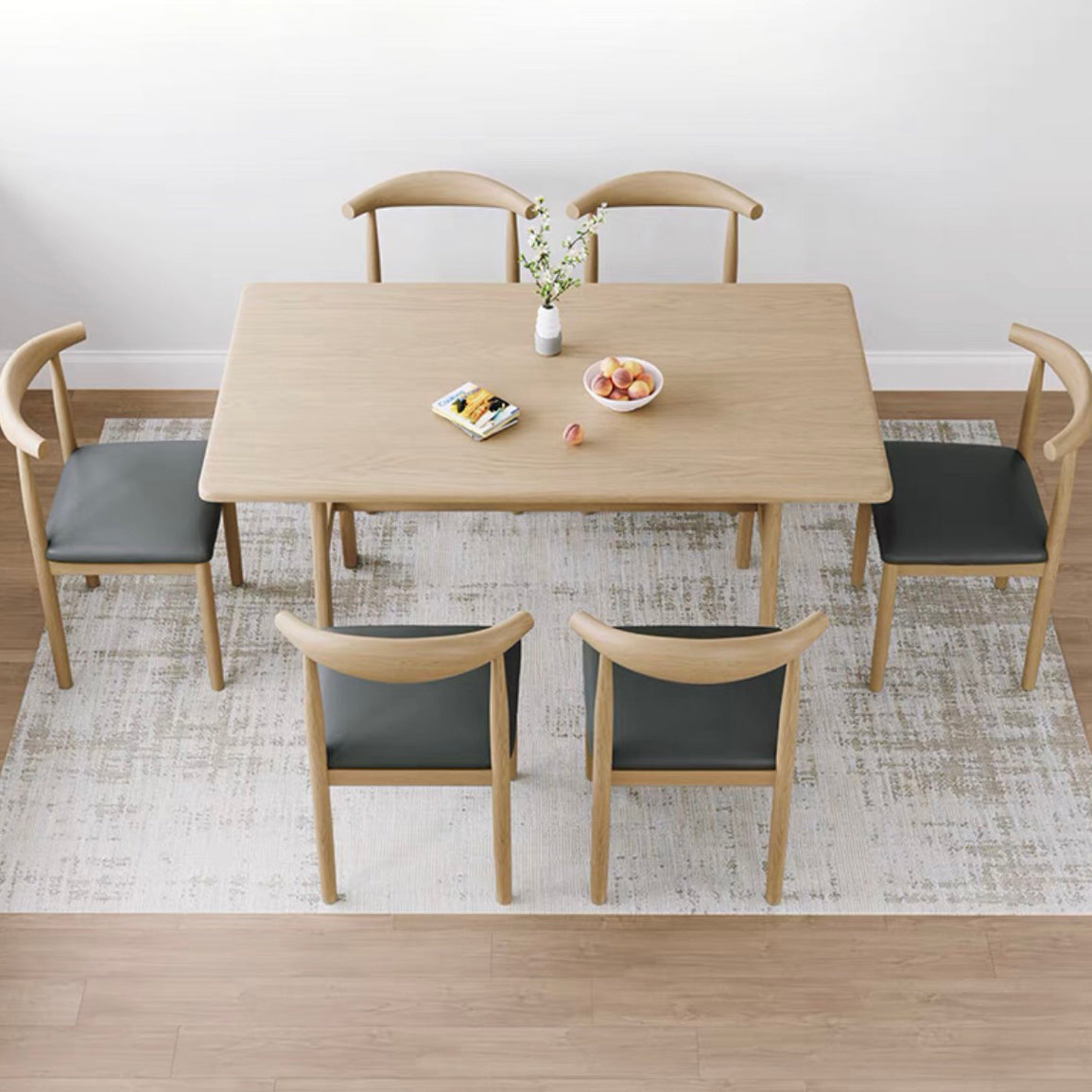 Modern Wood Top Rectangle Shape Dining Furniture 4 Wood Legs Table for Dining Room Furniture
