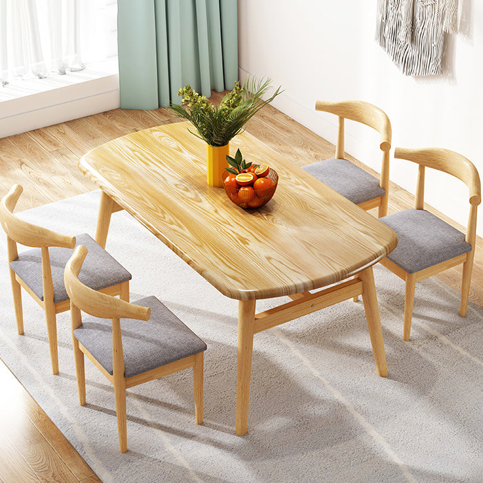 Standard Wood Top Dining Set with 4 Light Brown Wood Legs Base for Dining Furniture
