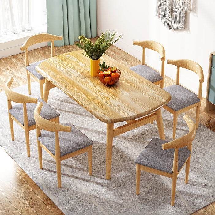 Standard Wood Top Dining Set with 4 Light Brown Wood Legs Base for Dining Furniture