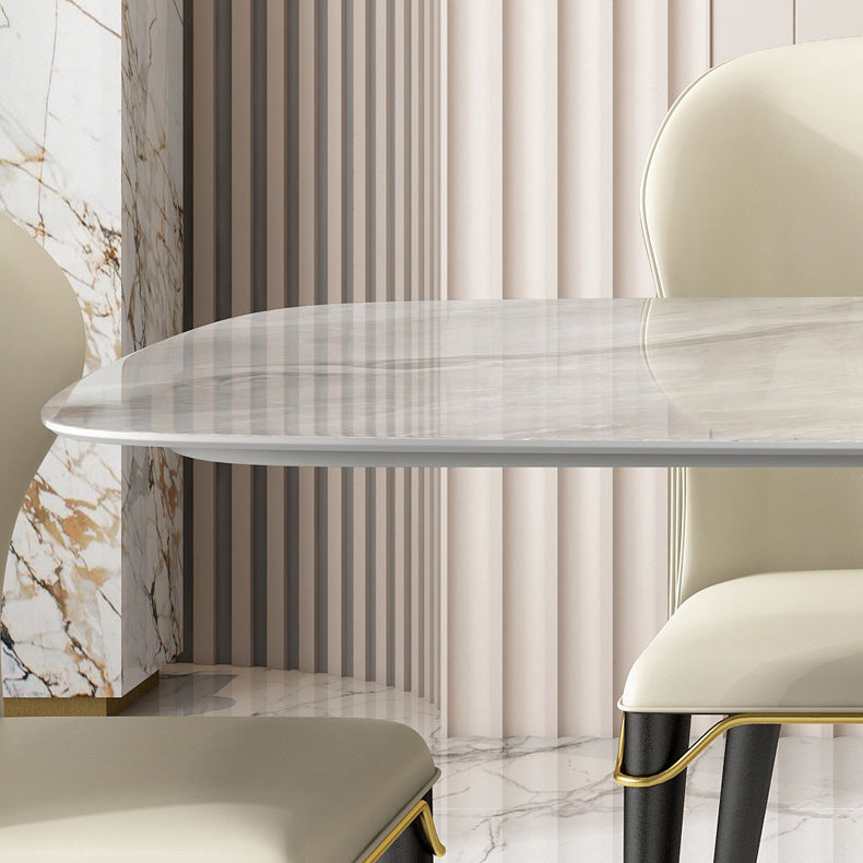 Dining Room Set Contemporary Sintered Stone Dining Table Rectangular Dining Table with Metal Base