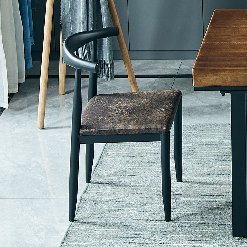 Traditional Style Solid Wood Dining Set with Walnut Table and 4 Black Legs Base