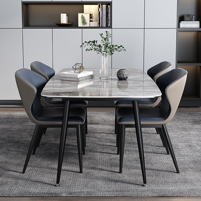 Modern Gray Standard Dining Set Rectangle Shape Sintered Stone Dining Set with 4 Legs Table
