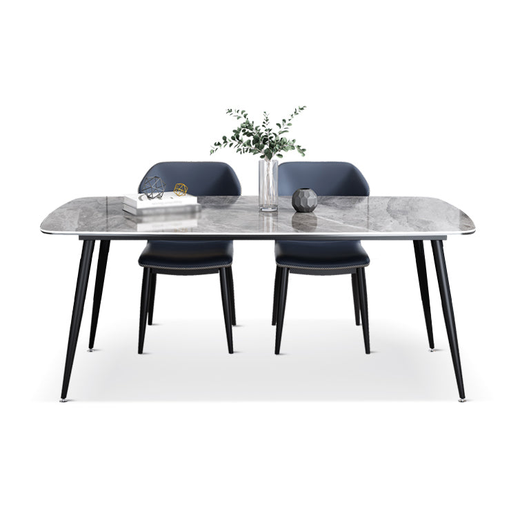 Modern Gray Standard Dining Set Rectangle Shape Sintered Stone Dining Set with 4 Legs Table