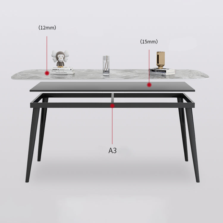 Modern Gray Standard Dining Set Rectangle Shape Sintered Stone Dining Set with 4 Legs Table