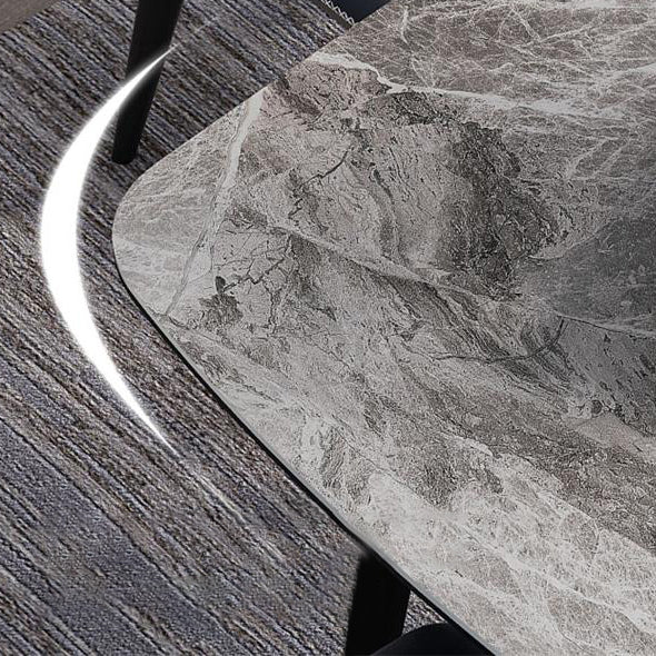 Modern Gray Standard Dining Set Rectangle Shape Sintered Stone Dining Set with 4 Legs Table