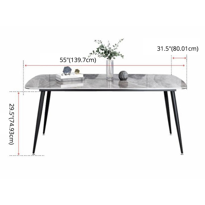 Modern Gray Standard Dining Set Rectangle Shape Sintered Stone Dining Set with 4 Legs Table