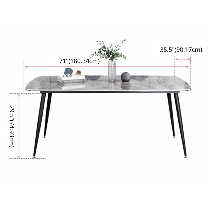Modern Gray Standard Dining Set Rectangle Shape Sintered Stone Dining Set with 4 Legs Table