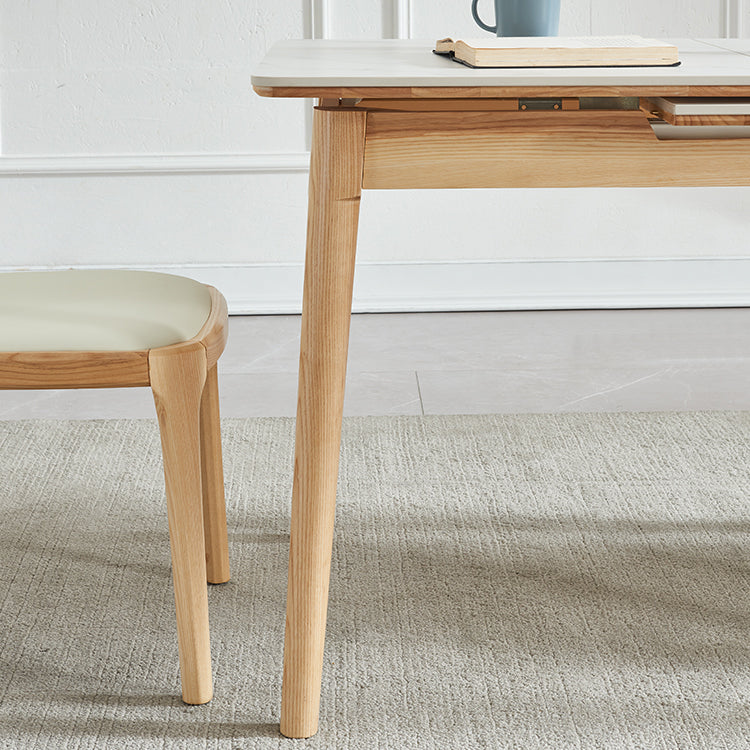 Minimalist Rectangle Shape White Dining Set Sintered Stone Standard Dining Set for Kitchen