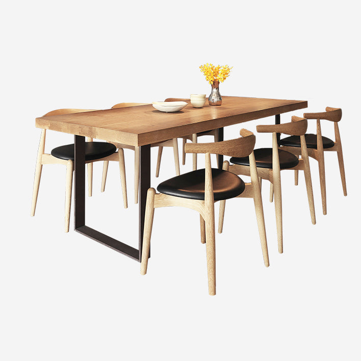 Standard Solid Wood Top Dining Set with 2 Black Metallic Legs for Dining Room Furniture