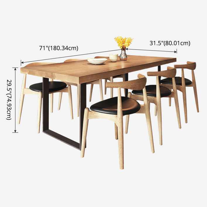Standard Solid Wood Top Dining Set with 2 Black Metallic Legs for Dining Room Furniture