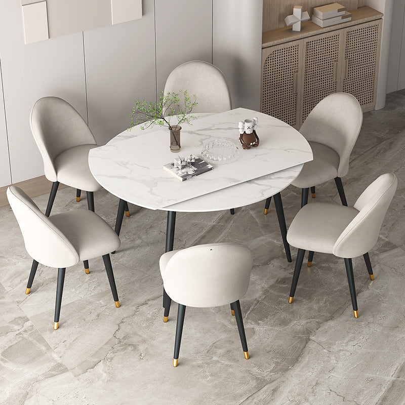 Standard Sintered Stone Top Dining Room Set with 4 Black Metallic Legs for Dining Furniture