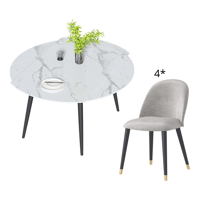 Standard Sintered Stone Top Dining Room Set with 4 Black Metallic Legs for Dining Furniture