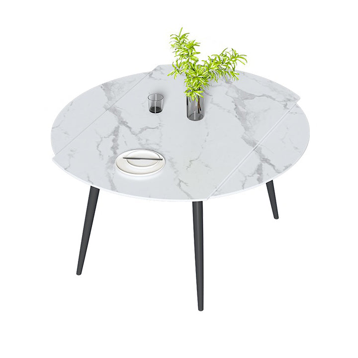 Standard Sintered Stone Top Dining Room Set with 4 Black Metallic Legs for Dining Furniture