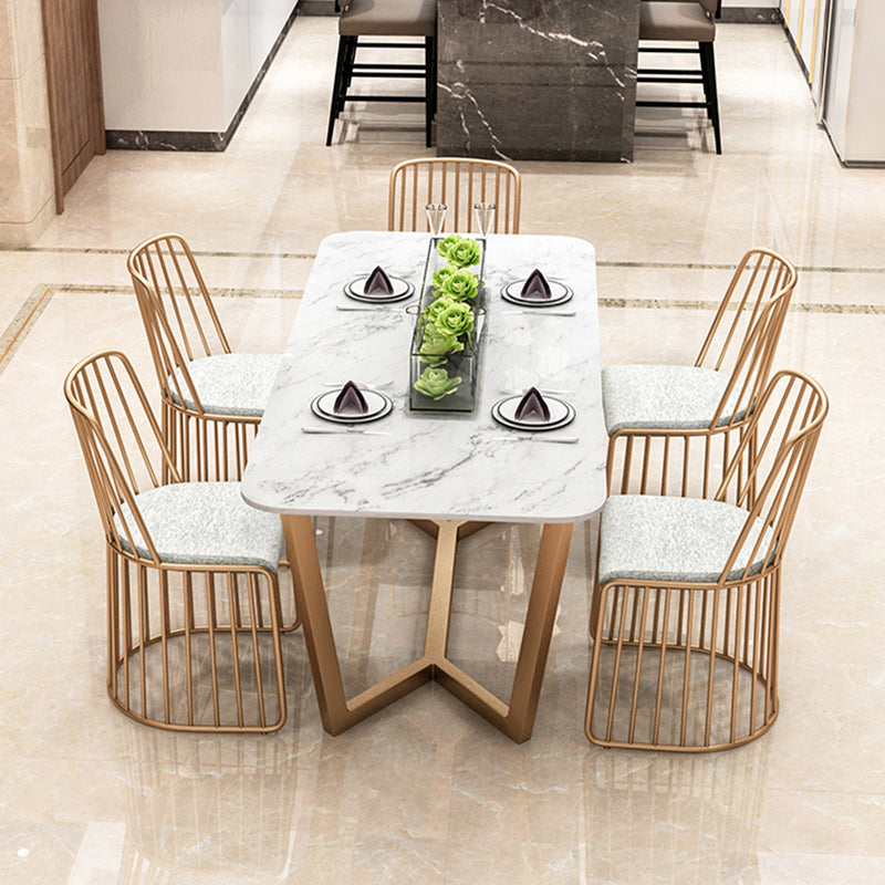Modern Kitchen Marble Top Furniture of Standard Height Formal Dining Room Table Set