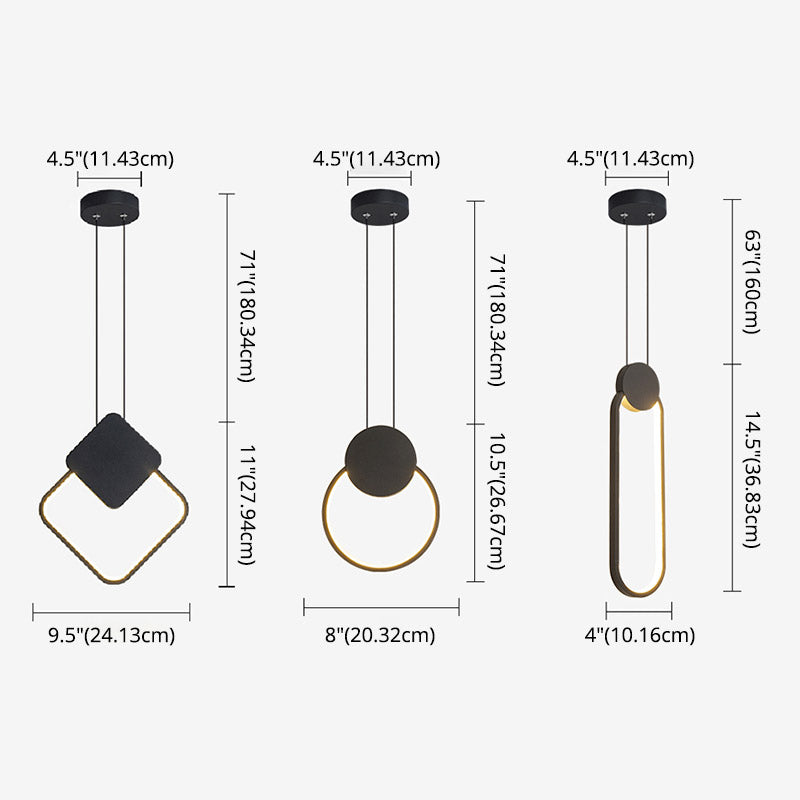 Moderne minimalistische LED -hanglampje Smeedijzeren geometrische hanglamp met acrylschaduw