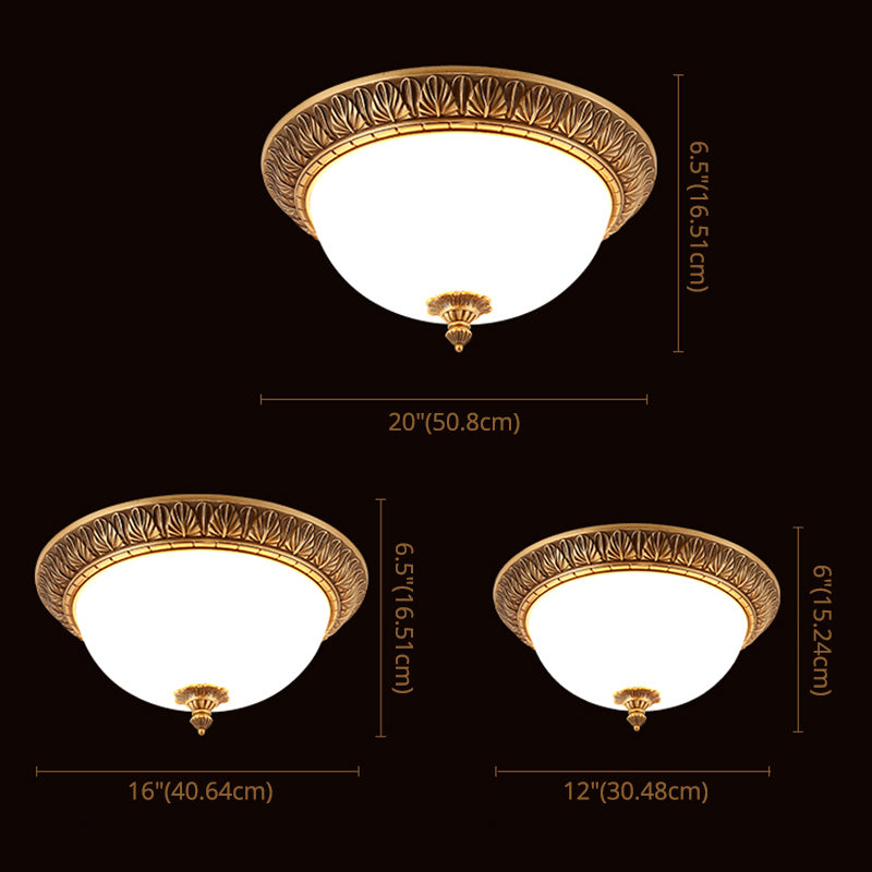 Traditional Glass 1-Light Flush Light Bowl Ceiling Mounted Light for Bedroom