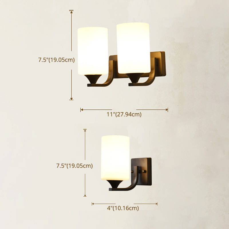Zylinder Schwarze Leuchtenbeleuchtung Industriemilchglas Wandleuchte Lampe