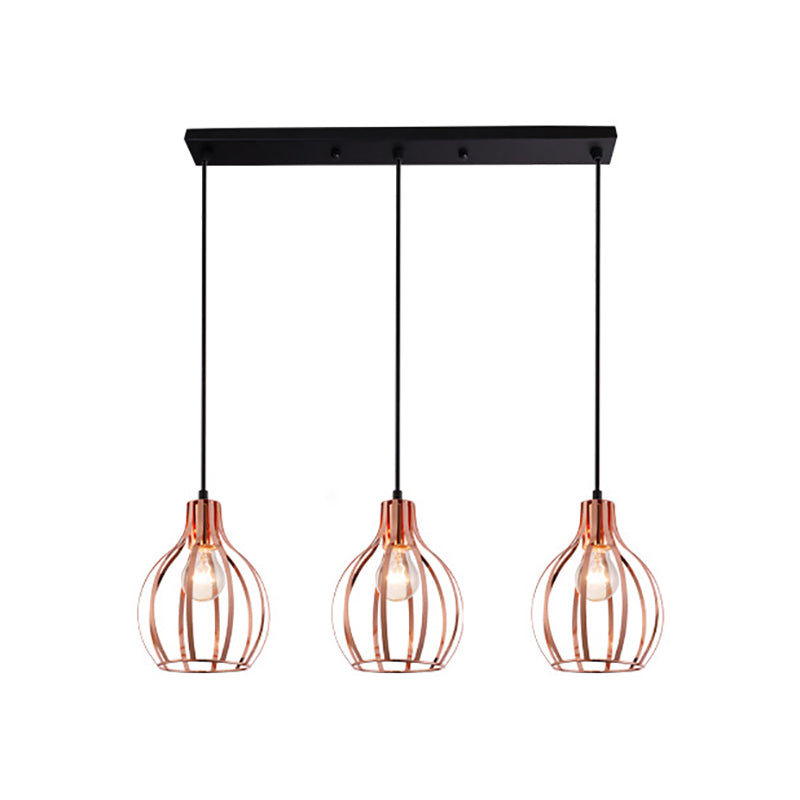 Accensione a sospensione in oro rosa metallico Global Gage Shade 3 Luci in stile industriale Lampada del soffitto con baldacchino rotondo/lineare